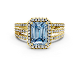 Yellow gold Fancy Blue Emerald  Cut Halo Diamond Engagement Ring with Split Shank and Four-Prong Setting_20
