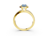 Yellow gold Fancy Blue Emerald  Cut Halo Diamond Engagement Ring with Split Shank and Four-Prong Setting_23