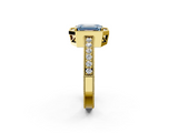 Yellow gold Fancy Blue Emerald  Cut Halo Diamond Pave Band Ring with Four-Prong Setting_78