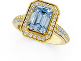 Yellow gold Fancy Blue Emerald  Cut Halo Diamond Pave Band with Four-Prong Setting_38