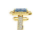Yellow gold Fancy Blue Emerald  Cut Halo Diamond Pave Band with Four-Prong Setting_42