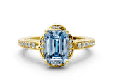 Yellow gold Fancy Blue Emerald  Cut Halo Diamond Ring with Channel Set Band and Four-Prong Setting_32