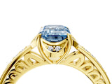 Yellow gold Fancy Blue Emerald  Cut Halo Diamond Ring with Channel Set Band and Four-Prong Setting_36