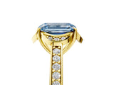 Yellow gold Fancy Blue Emerald  Cut Halo Diamond Ring with Channel Set Band and Four-Prong Setting_37