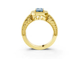 Yellow gold Fancy Blue Emerald  Cut Halo Diamond Ring with Pavé Band and Four-Prong Setting_72
