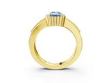 Yellow gold Fancy Blue Emerald  Cut Halo Pave Band Four-Prong Ring_52