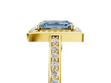 Yellow gold Fancy Blue Emerald  Cut Halo Pave Split Shank Prong Setting Ring_38