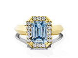 Yellow gold Fancy Blue Emerald  Cut Halo Solitaire Engagement Ring with Square Band and Four-Prong Setting_66