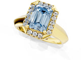 Yellow gold Fancy Blue Emerald  Cut Halo Solitaire Engagement Ring with Square Band and Four-Prong Setting_67