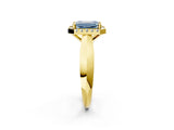 Yellow gold Fancy Blue Emerald  Cut Halo Solitaire Engagement Ring with Square Band and Four-Prong Setting_68