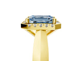 Yellow gold Fancy Blue Emerald  Cut Halo Solitaire Engagement Ring with Square Band and Four-Prong Setting_71
