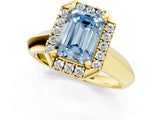 Yellow gold Fancy Blue Emerald  Cut Halo Solitaire Engagement Ring with Square Band and Four-Prong Setting_90