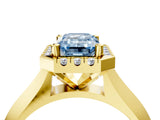 Yellow gold Fancy Blue Emerald  Cut Halo Solitaire Engagement Ring with Square Band and Four-Prong Setting_93