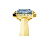 Yellow gold Fancy Blue Emerald  Cut Halo Solitaire Engagement Ring with Square Band and Four-Prong Setting_94