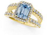 Yellow gold Fancy Blue Emerald  Cut Halo Split Shank Diamond Ring with Four-Prong Setting_44