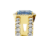 Yellow gold Fancy Blue Emerald  Cut Halo Split Shank Diamond Ring with Four-Prong Setting_48
