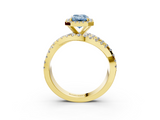 Yellow gold Fancy Blue Emerald  Cut Halo Split Shank Prong Setting Ring_63