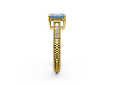 Yellow gold Fancy Blue Emerald  Cut Milgrain Channel Set Engagement Ring with Solitaire Prong Setting_45