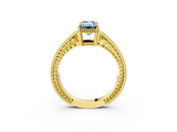Yellow gold Fancy Blue Emerald  Cut Milgrain Channel Set Engagement Ring with Solitaire Prong Setting_46
