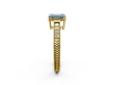 Yellow gold Fancy Blue Emerald  Cut Milgrain Channel Set Engagement Ring with Solitaire Prong Setting_51