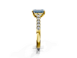 Yellow gold Fancy Blue Emerald  Cut Pavé Band Solitaire Ring with Four-Prong Setting_44