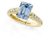 Yellow gold Fancy Blue Emerald  Cut Pavé Band Solitaire Ring with Four-Prong Setting_45