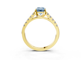 Yellow gold Fancy Blue Emerald  Cut Pavé Band Solitaire Ring with Four-Prong Setting_46