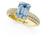 Yellow gold Fancy Blue Emerald  Cut Pave Diamond Engagement Ring with Channel Set Band and Four-Prong Setting_21