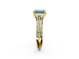Yellow gold Fancy Blue Emerald  Cut Pave Diamond Engagement Ring with Channel Set Band and Four-Prong Setting_22