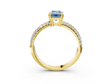Yellow gold Fancy Blue Emerald  Cut Pave Diamond Engagement Ring with Channel Set Band and Four-Prong Setting_23