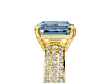 Yellow gold Fancy Blue Emerald  Cut Pave Diamond Engagement Ring with Channel Set Band and Four-Prong Setting_25