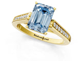 Yellow gold Fancy Blue Emerald Cut Solitaire Cathedral Diamond Engagement Ring with Channel-Set Band and Four-Prong Setting_4