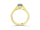 Yellow gold Fancy Blue Emerald Cut Solitaire Cathedral Diamond Engagement Ring with Channel-Set Band and Four-Prong Setting_6
