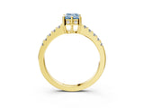 Yellow gold Fancy Blue Emerald Cut Solitaire Diamond Engagement Ring with Pavé Band and Six-Prong Setting_15