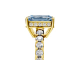 Yellow gold Fancy Blue Emerald Cut Solitaire Diamond Engagement Ring with Pavé Band and Six-Prong Setting_17