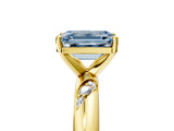 Yellow gold Fancy Blue Emerald Cut Solitaire Diamond Engagement Ring with Twisted Pave Band and Four-Prong Setting_8