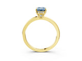 Yellow gold Fancy Blue Emerald Cut Solitaire Diamond Ring with Prong Setting and Plain Band_3