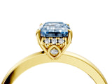 Yellow gold Fancy Blue Emerald Cut Solitaire Diamond Ring with Prong Setting and Plain Band_4