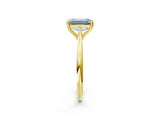 Yellow gold Fancy Blue Emerald Cut Solitaire Diamond Ring with Six-Prong Setting and Classic Band_14