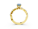 Yellow gold Fancy Blue Emerald  Cut Solitaire Diamond Twisted Band with Pave Setting_47