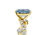Yellow gold Fancy Blue Emerald  Cut Solitaire Diamond Twisted Band with Pave Setting_49