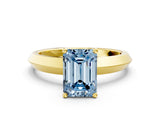 Yellow gold Fancy Blue Emerald  Cut Solitaire Engagement Ring with Flat Band and Four-Prong Setting 1