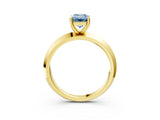 Yellow gold Fancy Blue Emerald  Cut Solitaire Engagement Ring with Flat Band and Four-Prong Setting 4