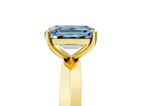 Yellow gold Fancy Blue Emerald  Cut Solitaire Engagement Ring with Flat Band and Four-Prong Setting
