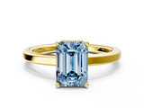 Yellow gold Fancy Blue Emerald  Cut Solitaire Engagement Ring with Four-Prong Setting on a Classic Band_14
