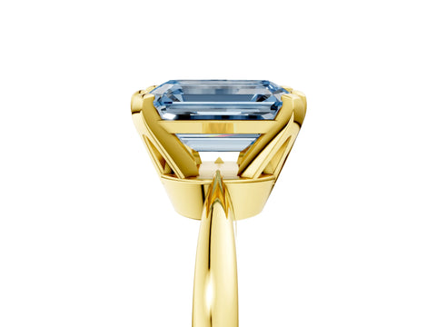 Yellow gold Fancy Blue Emerald Cut Solitaire Engagement Ring with Six-Prong Setting and Tapered Band_5