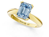 Yellow gold Fancy Blue Emerald  Cut Solitaire Engagement Ring with Tapered Band and Four-Prong Setting 2