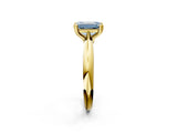 Yellow gold Fancy Blue Emerald  Cut Solitaire Engagement Ring with Tapered Band and Four-Prong Setting 3