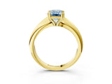 Yellow gold Fancy Blue Emerald  Cut Solitaire Engagement Ring with Tapered Band and Four-Prong Setting 4