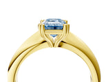 Yellow gold Fancy Blue Emerald  Cut Solitaire Engagement Ring with Tapered Band and Four-Prong Setting 5